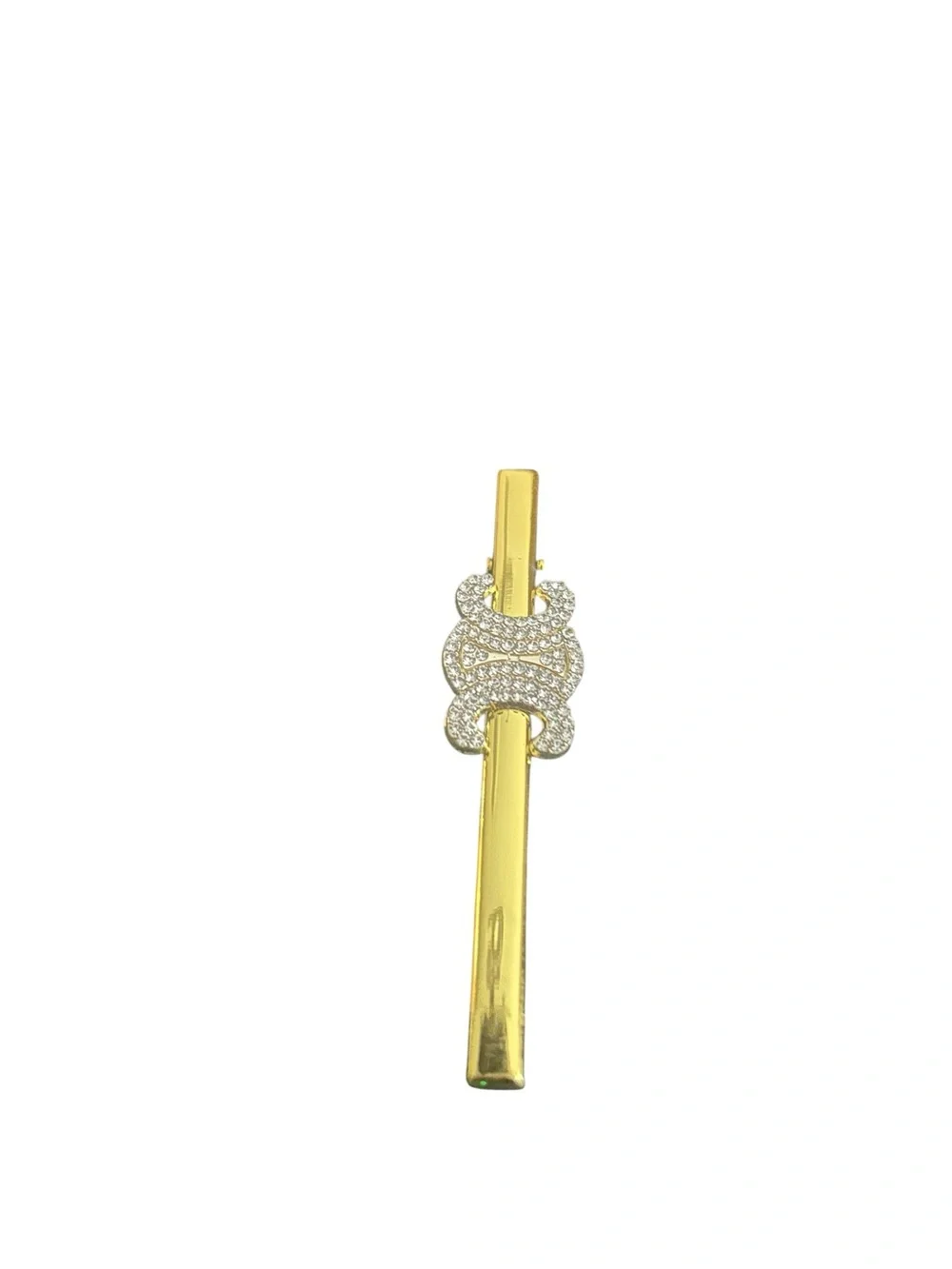 Gold Barrette with Faux Pearl Knot Accent
